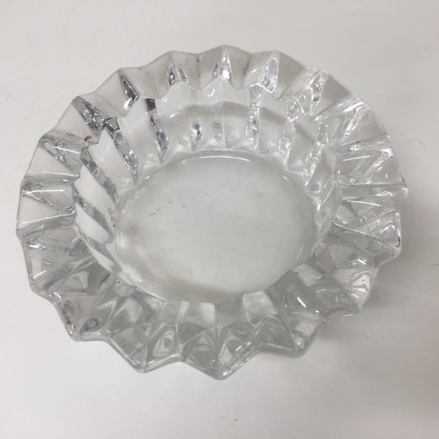 ASHTRAY, Glass - Round Cut Glass - Style 1